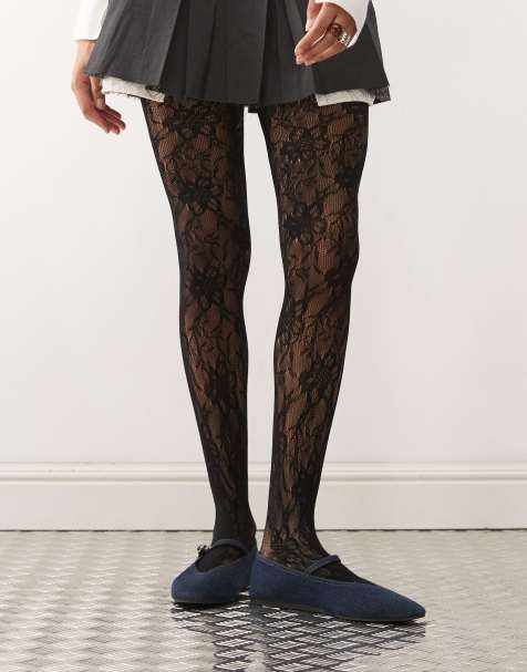 Reclaimed Vintage – Strumpfhose aus Spitze in Schwarz - view 1