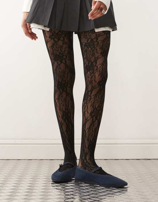 Reclaimed Vintage – Strumpfhose aus Spitze in Schwarz