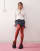 Reclaimed Vintage – Strumpfhose in Burgunderrot mit Schleifenprint 