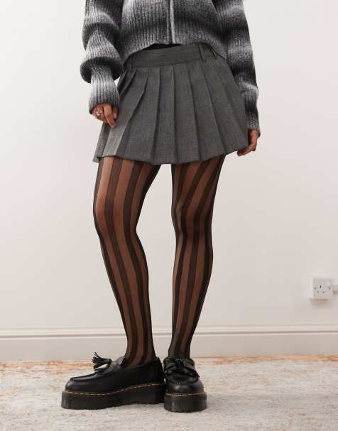 Reclaimed Vintage – Strumpfhose in Schwarz mit Streifen - view 1