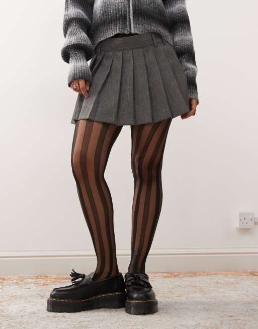 Reclaimed Vintage – Strumpfhose in Schwarz mit Streifen