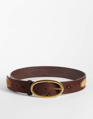 Reclaimed Vintage Studded Belt In Brown