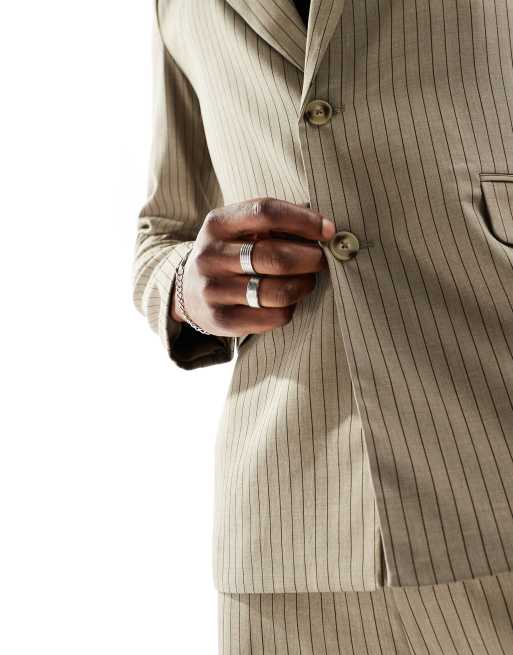 Reclaimed Vintage suit blazer in beige pinstripe co ord ASOS
