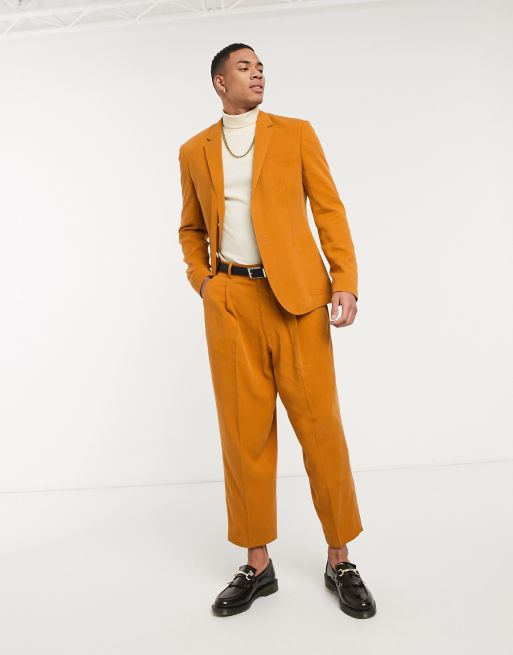 Burnt orange mens suit jacket sale