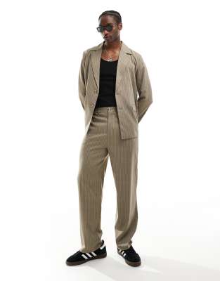 Reclaimed Vintage Blazer In Beige Pinstripe - Part Of A Set-neutral In Neutral