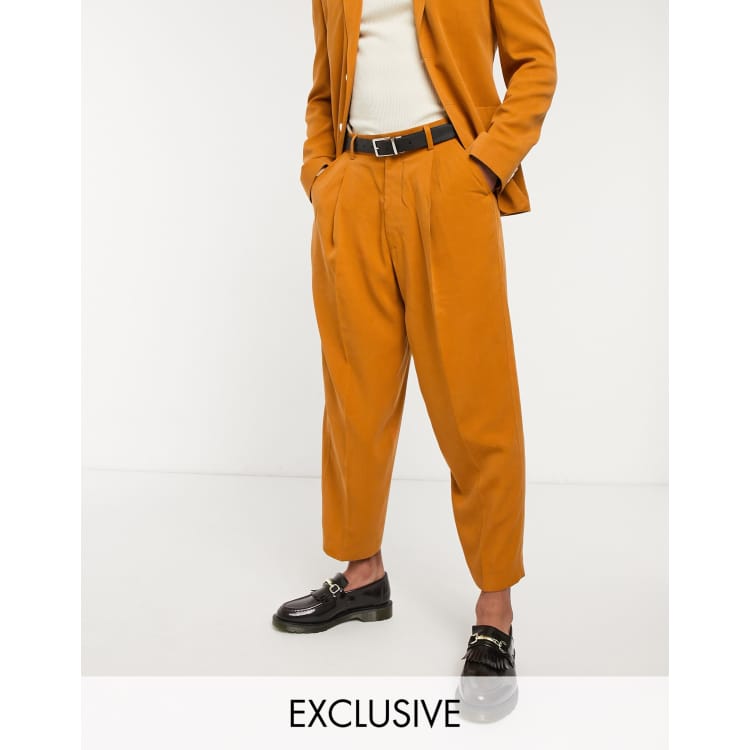 Burnt orange cropped trousers on sale