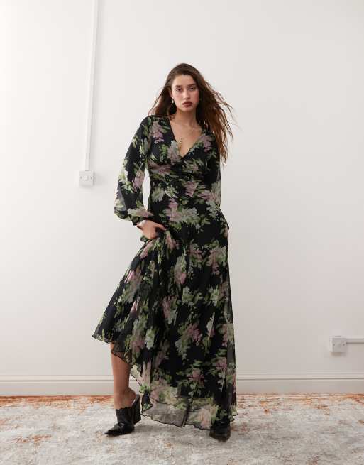 Reclaimed Vintage – Sukienka maxi w kwiatowy wzór