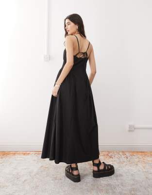 Reclaimed Vintage Summer Midi Dress With Hip Seam Details