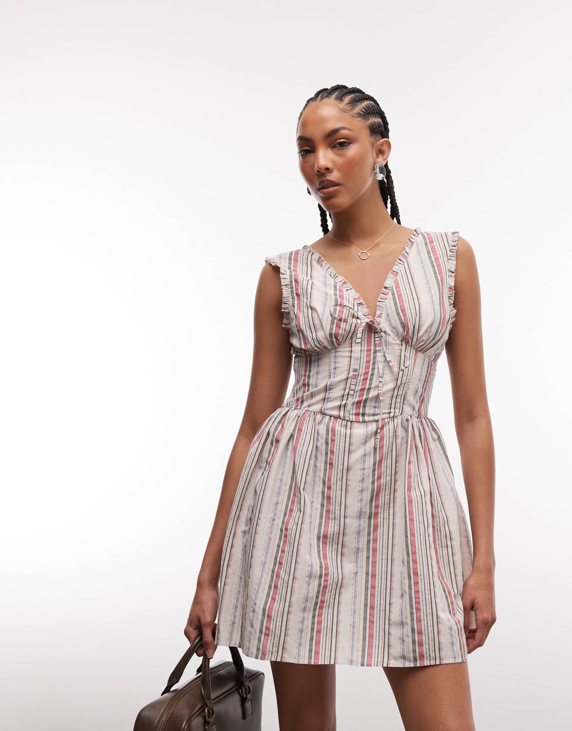 reclaimed vintage sundress in striped print