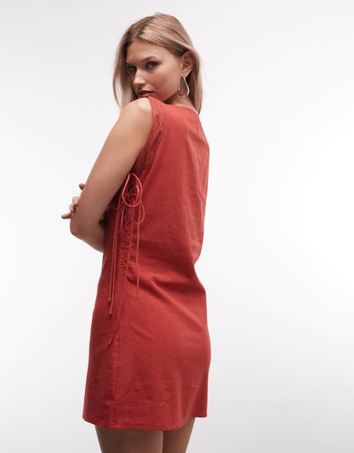 Reclaimed Vintage sundress with tie sides and embroidery in red, 4 of 4