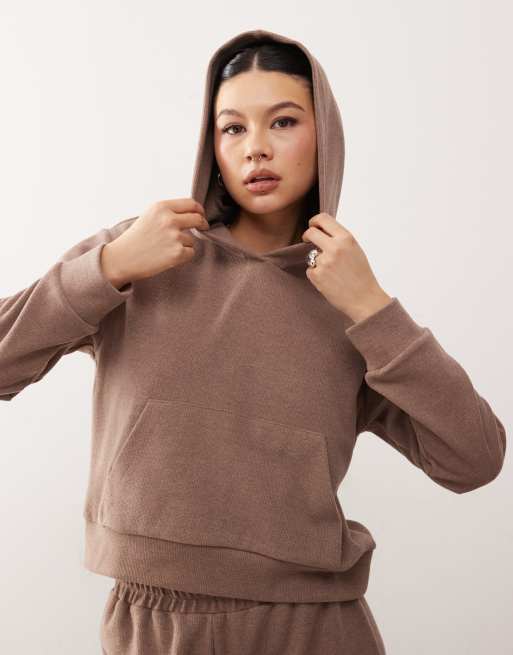 Reclaimed Vintage supersoft cosy hoodie in brown (part of a set)