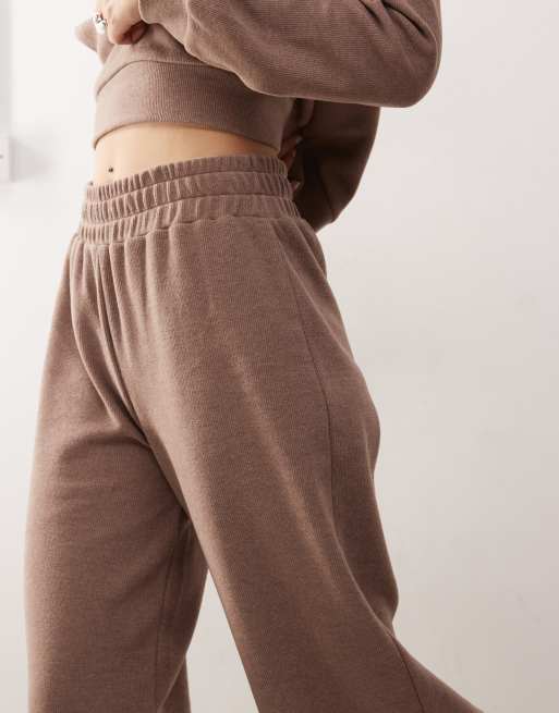 Reclaimed Vintage supersoft cosy wide leg trackies in brown (part of a set)