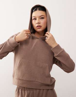 supersoft cozy hoodie in brown - part of a set