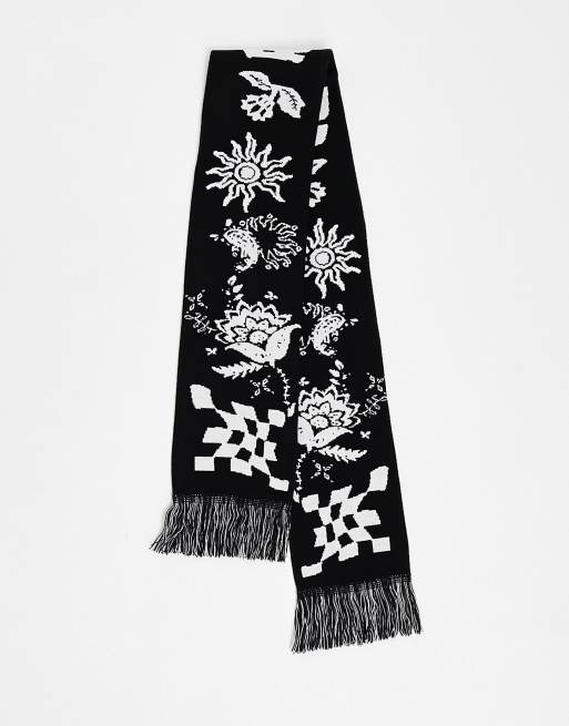 Reclaimed Vintage – Svart halsduk i unisex-modell med grafiskt skatemönster