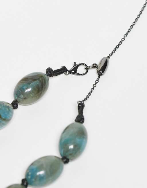 Reclaimed Vintage – Svart och grönt pärlhalsband i unisex-modell, 2-pack, 3 av 3