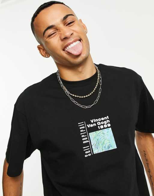 Reclaimed Vintage – Svart t-shirt av bomull med Van Gogh-tryck - BLACK, 3 av 4