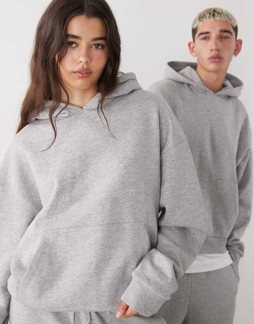 Reclaimed Vintage - Sweat à capuche épais unisexe coupe carrée - Gris chiné, 3 de 4