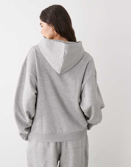 Reclaimed Vintage - Sweat à capuche épais unisexe coupe carrée - Gris chiné, 4 de 4