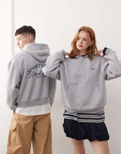 Reclaimed Vintage - Sweat à capuche unisexe avec logo au dos - Gris chiné - view 1