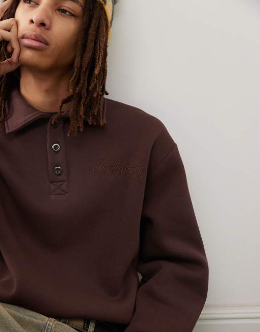 Reclaimed Vintage - Sweat façon polo de rugby à broderie logo  