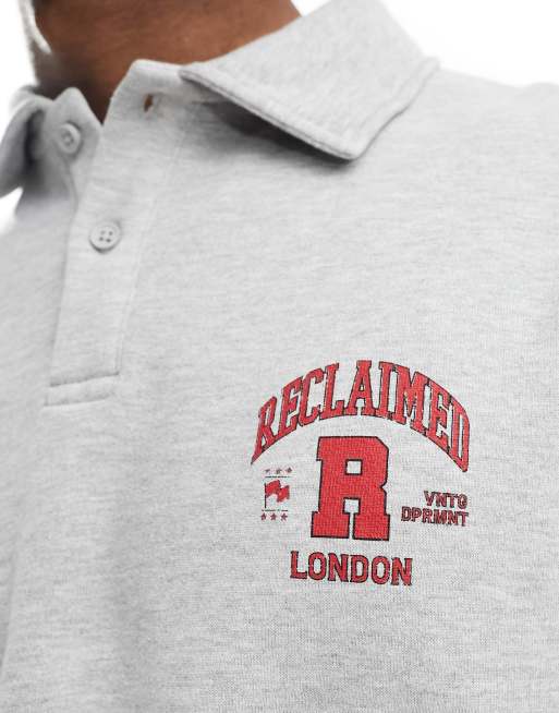 Reclaimed Vintage - Sweat-shirt d'ensemble unisexe à col polo et imprimé - Gris, 2 de 4
