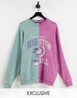 Reclaimed Vintage unisex spliced varsity sweat  - ASOS Price Checker