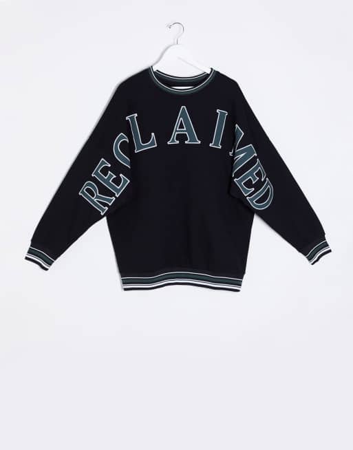 Reclaimed vintage sweat with logo embroidery and taping online in black