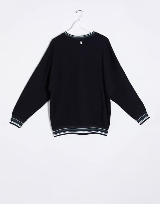 Reclaimed vintage sweat with logo embroidery and taping online in black