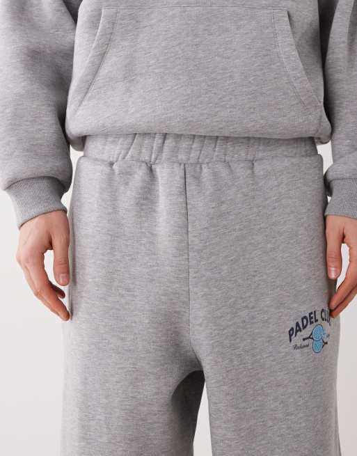 Reclaimed Vintage sweatpants in gray heather with padel logo, 5 of 5