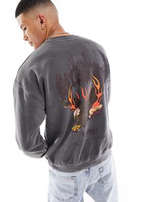 Reclaimed Vintage – Sweatshirt in Anthrazit mit Adler-Print 