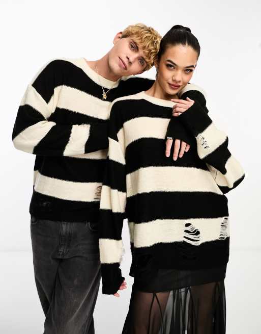 Reclaimed Vintage – Sweter unisex w paski z efektem znoszenia