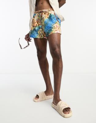 Vintage blue leopard print shorts