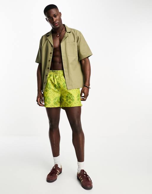 TH Monogram Mid Length Swim Shorts, YELLOW