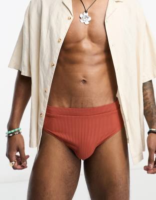Reclaimed Vintage swim trunks in rust