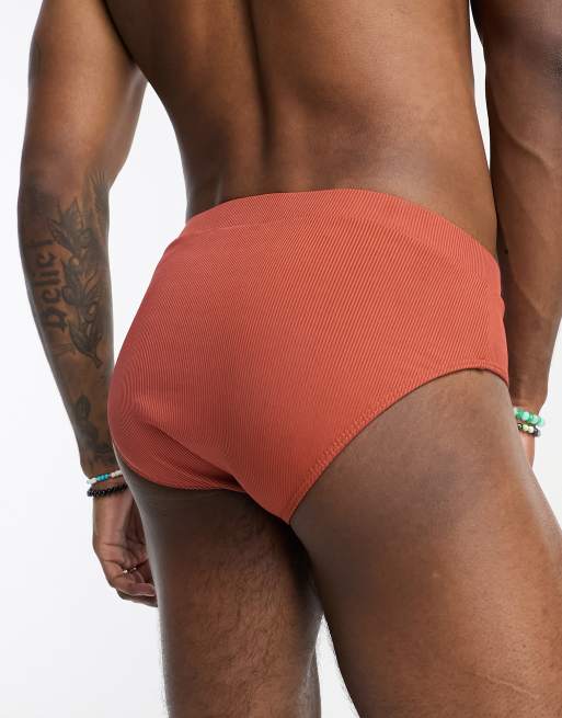 Reclaimed Vintage swim trunks in rust