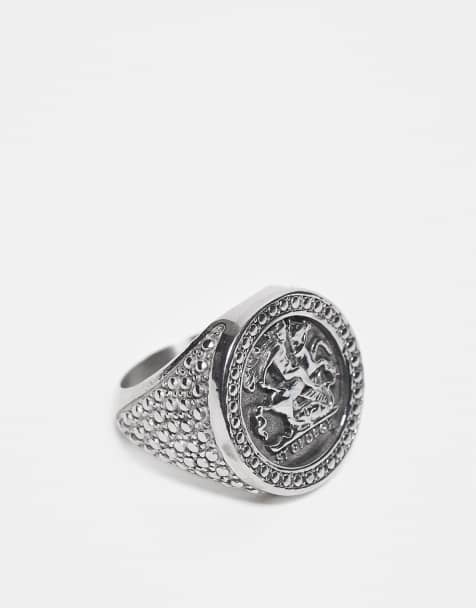 Reclaimed Vintage – Sygnet unisex z wodoodpornej stali nierdzewnej w srebrnym kolorze - view 1