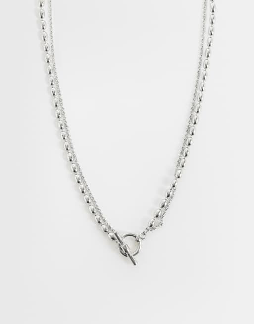 Reclaimed Vintage T-Bar necklace with rice ball chain