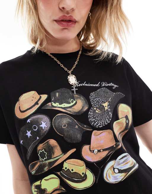 Reclaimed Vintage - T-shirt à imprimé chapeaux de cowboy - Noir, 4 de 4