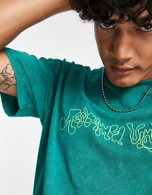 Reclaimed Vintage - T-shirt à logo ondoyant - Vert foncé, 3 de 4