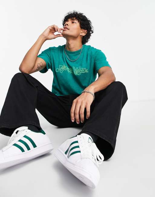 Reclaimed Vintage - T-shirt à logo ondoyant - Vert foncé, 4 de 4