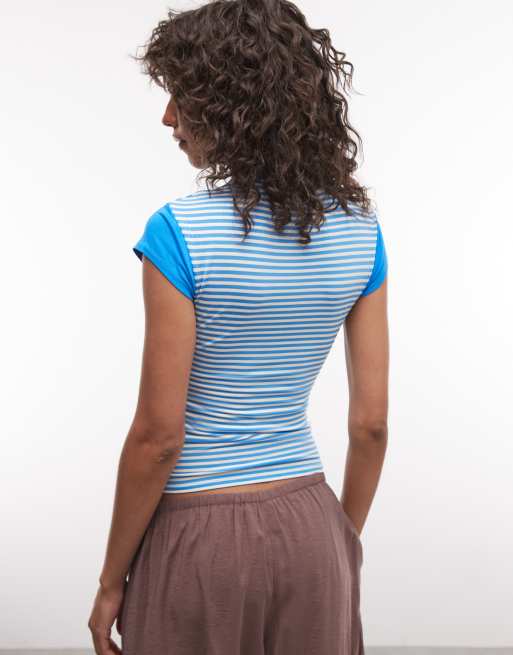 Reclaimed Vintage t-shirt à manches courtes rayées turquoise, 4 de 4