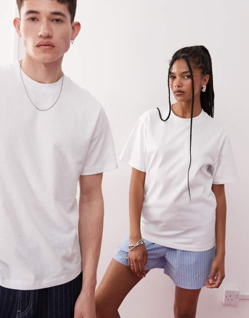 Reclaimed Vintage - T-shirt a maniche corte unisex pesante e squadrata bianca, 4 di 4