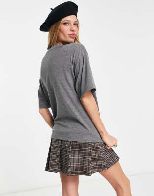 T-shirt antracite con ricamo-Grigio - Reclaimed Vintage T-shirt donna  - immagine2