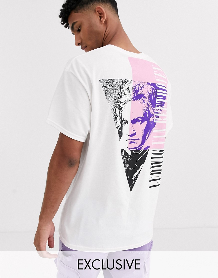 Reclaimed Vintage - T-shirt bianca con stampa di Beethoven-Bianco