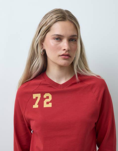 Reclaimed Vintage T-shirt collegiate raglan rosso scuro - view 1