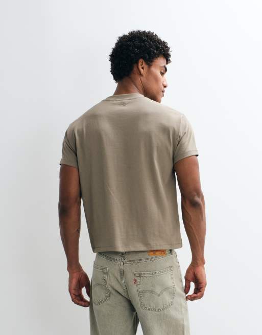 Reclaimed Vintage - T-shirt corta squadrata kaki, 5 di 5