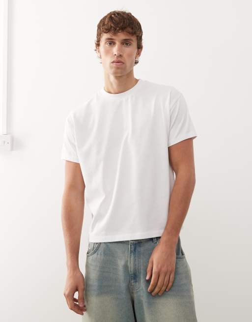 Reclaimed Vintage - T-shirt crop top coupe carrée - Blanc