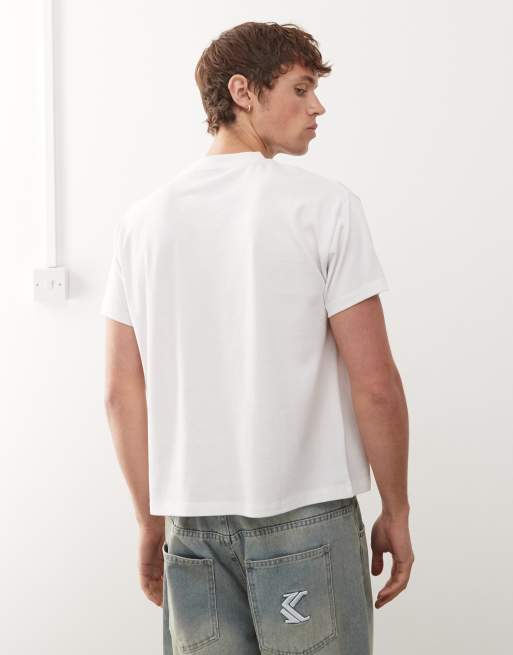 Reclaimed Vintage - T-shirt crop top coupe carrée - Blanc, 4 de 4
