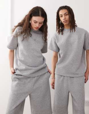 Reclaimed Vintage - T-shirt d'ensemble unisexe en jersey molletonné - Gris chiné