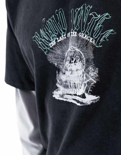 Reclaimed Vintage - T-shirt double épaisseur de skateur - Anthracite, 3 de 4